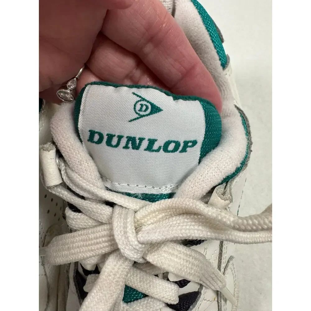 Dunlop Vintage 90s Women's Tennis Court Sneakers WB4000 White Leather Green 6.5